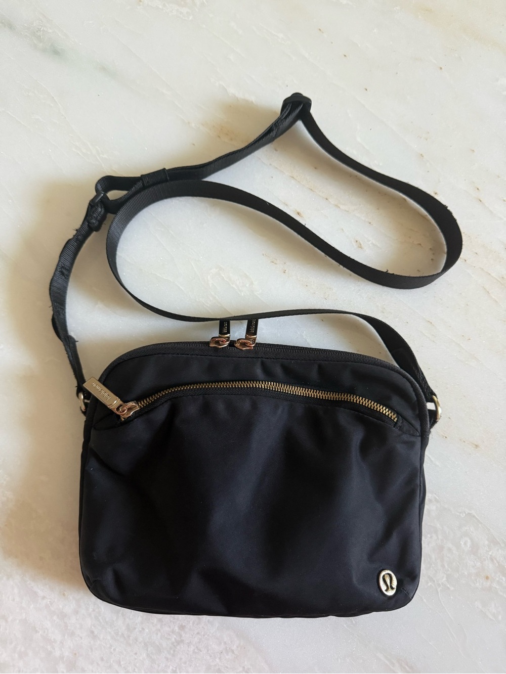 lululemon athletica Black Crossbody with Gold-Tone Hardware